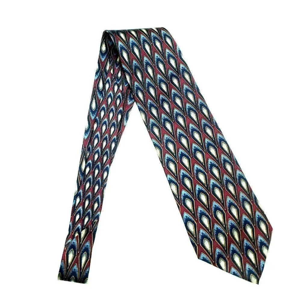 JZ Richards Parisian Silk Tie Dark Red‎ Geometric W